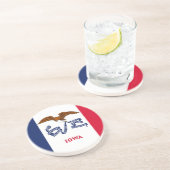 En Grès Dessous de verre avec Drapeau de l'Iowa, USA (Côté)