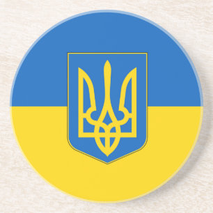 En Grès Dessous de verre avec drapeau de l'Ukraine