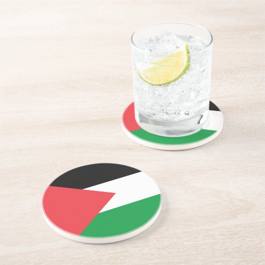 En Grès Dessous de verre avec Drapeau de Palestine (Côté)