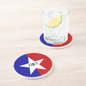 En Grès Dessous de verre avec Drapeau de San Antonio, Texa (Côté)