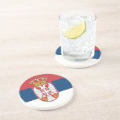 En Grès Dessous de verre avec Drapeau de Serbie (Côté)