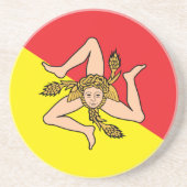 En Grès Dessous de verre avec Drapeau de Sicile, Italie (Devant)