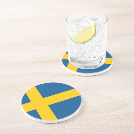 En Grès Dessous de verre avec Drapeau de Suède (Côté)