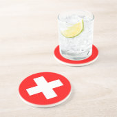 En Grès Dessous de verre avec Drapeau de Suisse (Côté)