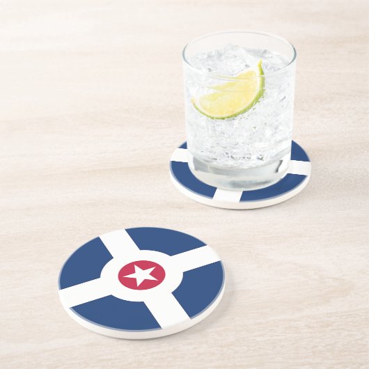 En Grès Dessous de verre avec Drapeau d'Indianapolis, USA (Côté)