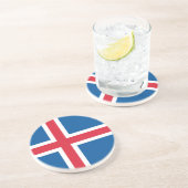 En Grès Dessous de verre avec Drapeau d'Islande (Côté)