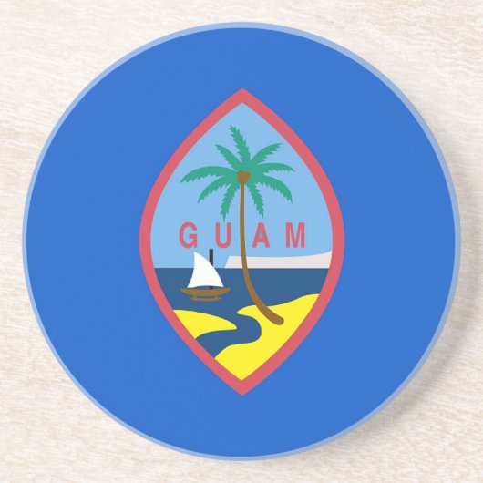En Grès Dessous de verre avec Drapeau du Guam, USA (Devant)