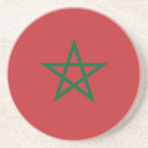 En Grès Dessous de verre avec drapeau du Maroc