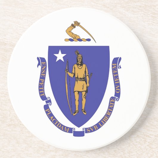 En Grès Dessous de verre avec Drapeau du Massachusetts, US (Devant)