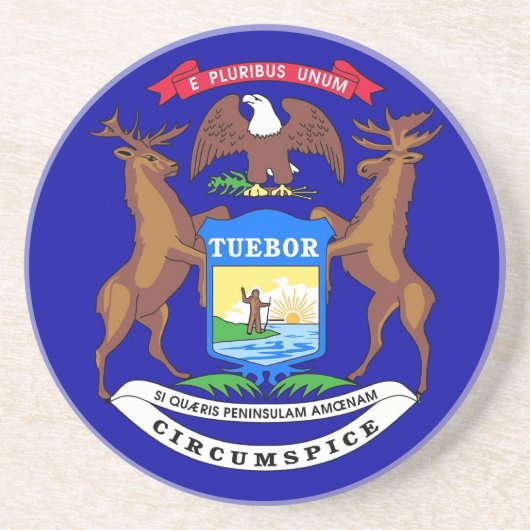 En Grès Dessous de verre avec Drapeau du Michigan, USA (Devant)