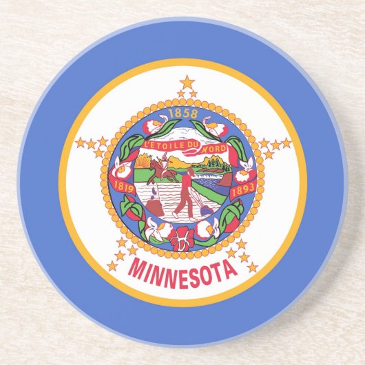 En Grès Dessous de verre avec Drapeau du Minnesota, USA (Devant)