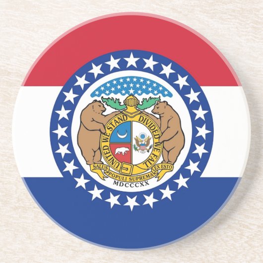 En Grès Dessous de verre avec Drapeau du Missouri, USA (Devant)
