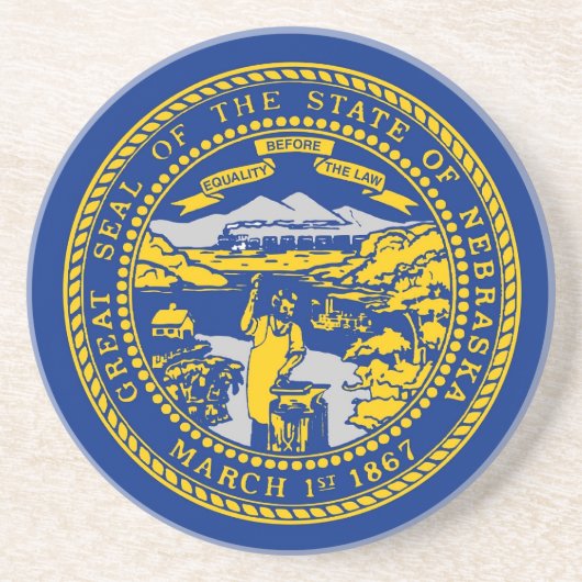 En Grès Dessous de verre avec Drapeau du Nebraska, USA (Devant)