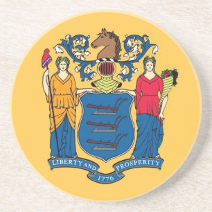 En Grès Dessous de verre avec Drapeau du New Jersey, USA