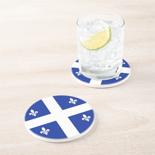En Grès Dessous de verre avec drapeau du Québec, Canada (Côté)