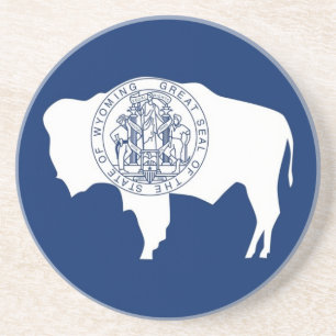 En Grès Dessous de verre avec Drapeau du Wyoming, USA