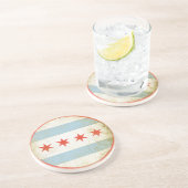 En Grès Dessous de verre avec le drapeau affligé de (Côté)