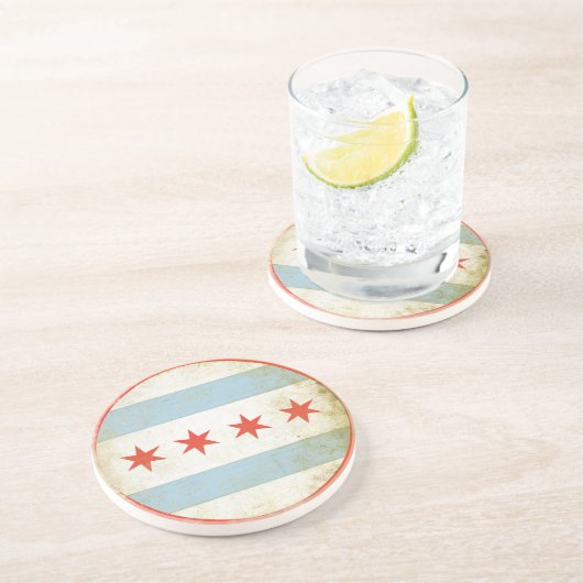 En Grès Dessous de verre avec le drapeau affligé de (Côté)