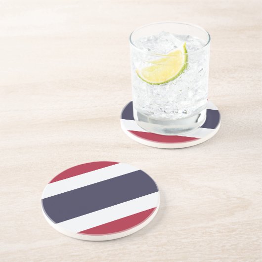 En Grès Dessous de verre avec le drapeau de la Thaïlande (Côté)