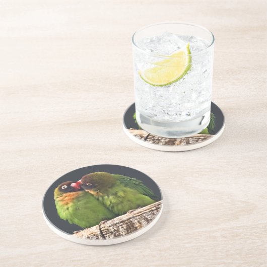 En Grès Dessous de verre Baiser d'Inséparables (Côté)