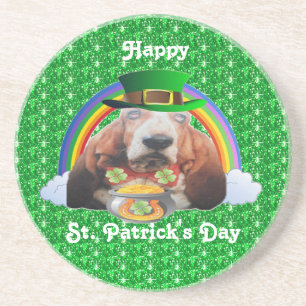 En Grès Dessous de verre Basset Hound Bonne St. Patrick's 