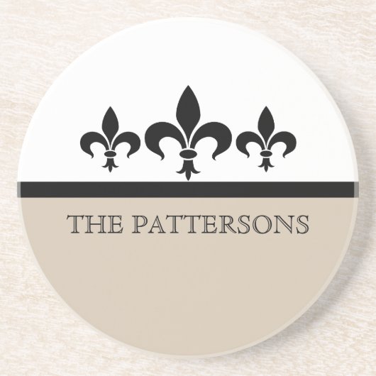 En Grès Dessous de verre Beige Swanky Fleur De Lis (Devant)