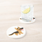 En Grès Dessous de verre berger allemand mignon caricature (Côté)