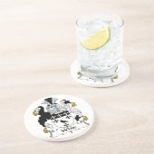 En Grès Dessous de verre blancs de crête de famille (Côté)