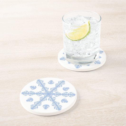 En Grès Dessous de verre bleus de flocon de neige (Côté)