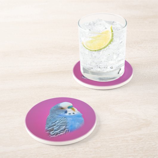 En Grès Dessous de verre bleus de perruche (Côté)