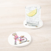 En Grès Dessous de verre Blonde fille avec Vélo rose (Côté)