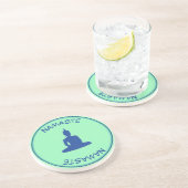 En Grès Dessous de verre bouddhiste tendance bleu et vert (Côté)