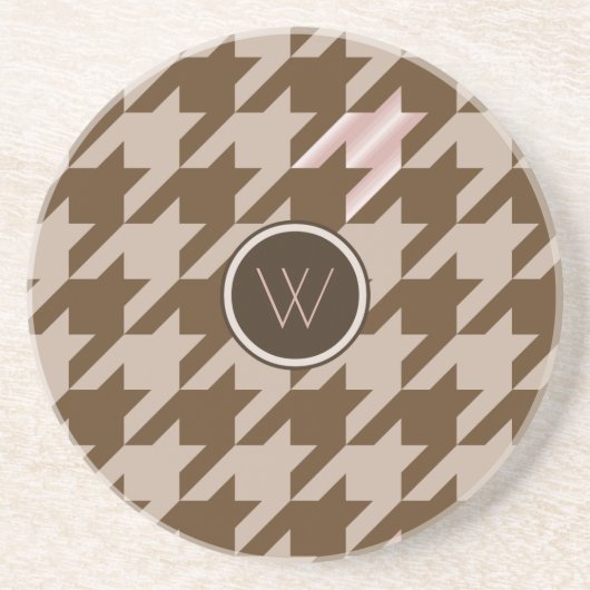 En Grès Dessous de verre Brun avec Houndstooth Rose Gold (Devant)