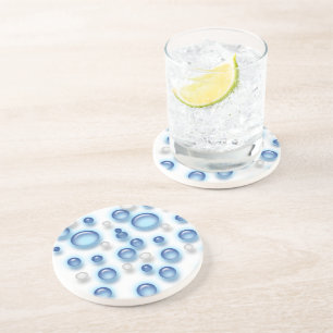 En Grès Dessous de verre - Bulles bleues