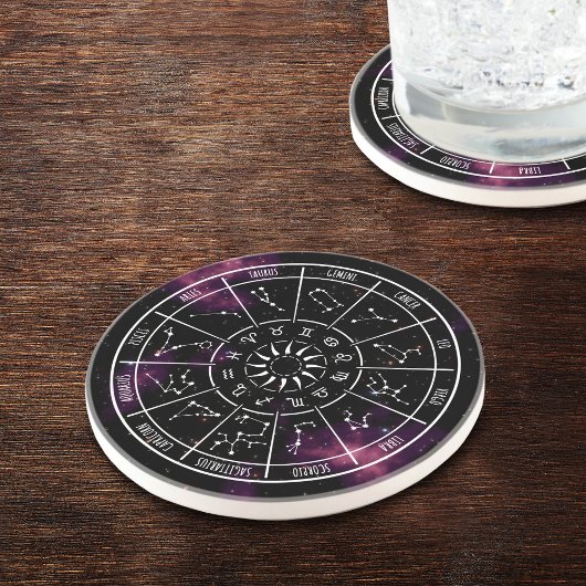 En Grès Dessous de verre Calendrier Zodiac | Signes étoilé