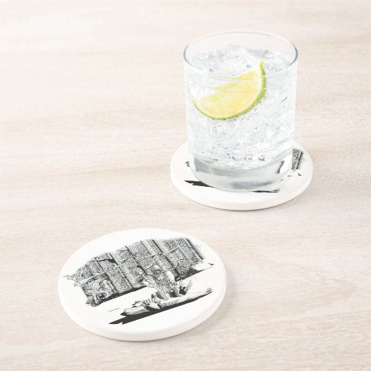 En Grès Dessous de verre - Camarade tombée (noir) (Côté)