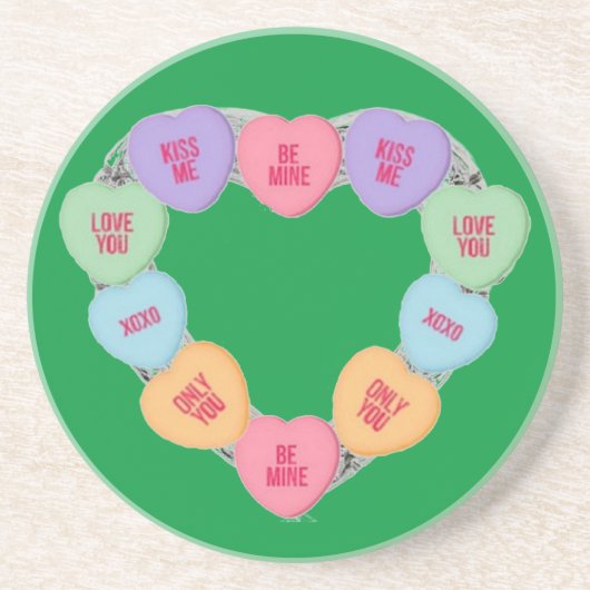 En Grès Dessous de verre Candy Coeurs d'amour (Devant)