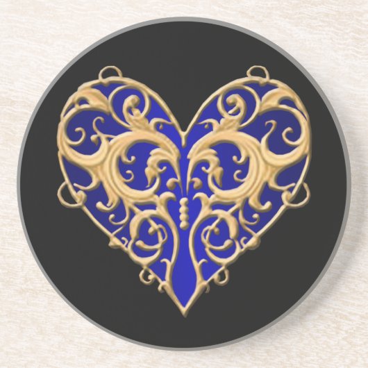 En Grès Dessous de verre cardiaque Blue Filigree (Devant)