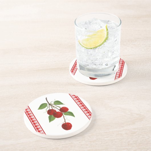 En Grès Dessous de verre cerises (Côté)