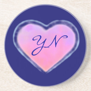 En Grès Dessous de verre changeants de monogramme de coeur