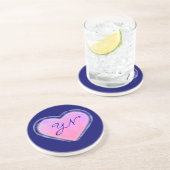 En Grès Dessous de verre changeants de monogramme de coeur (Côté)