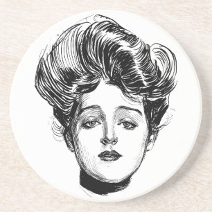 En Grès Dessous de verre Charles Dana Gibson de fille de