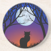 En Grès Dessous de verre Chat Noir Chat Art Décor Amoureux (Devant)