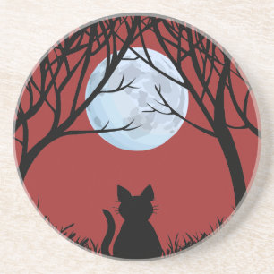 En Grès Dessous de verre Chat Noir Gros Chat Art Décor Amo