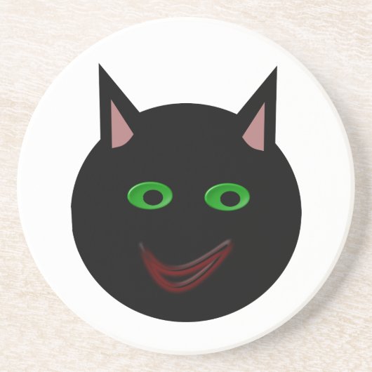 En Grès Dessous de verre chat noir Halloween (Devant)