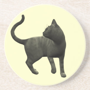 En Grès Dessous de verre chat noir malicieux
