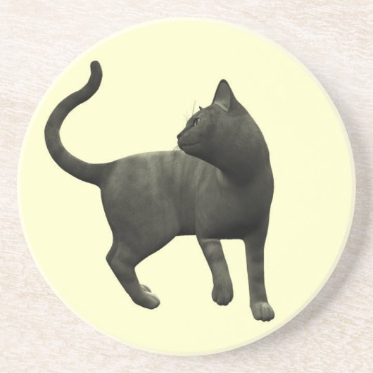 En Grès Dessous de verre chat noir malicieux (Devant)