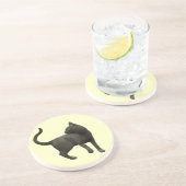 En Grès Dessous de verre chat noir malicieux (Côté)