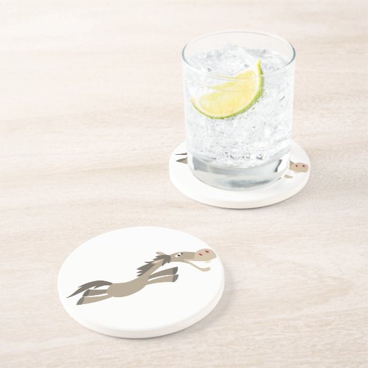 En Grès Dessous de verre Cheval de Cartoon Douce (Côté)