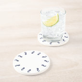 En Grès Dessous de verre - Chevaux de mer (bleu marine) (Côté)